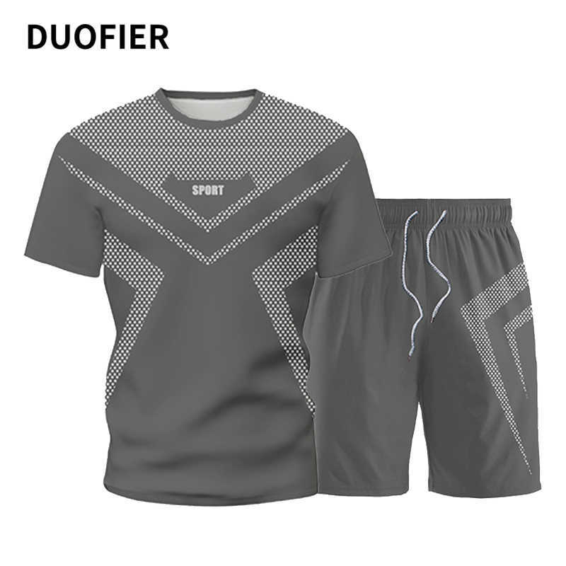 

Men's Clothing Summer Quick Dry Tracksuits 2 Pieces Sports Patchwork Shirts Male Short Sleeve T Shirt + Shorts 6 Color 5XL 210603, Fk216 red