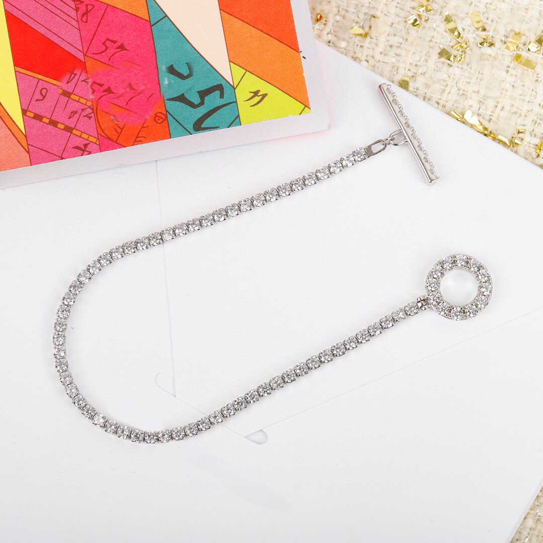 

S925 silver charm bracelet with sparkly diamond for women wedding jewelry gift have box stamp PS3366
