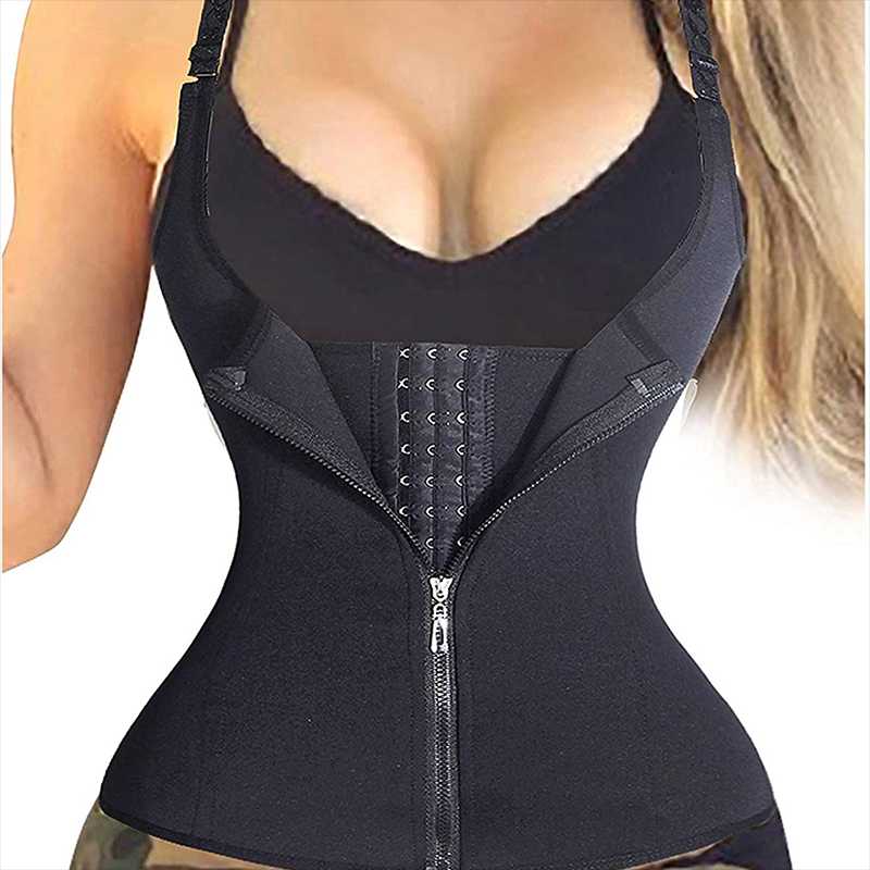 

Women' Shapers Waist Trainer Corset For Tummy Fat Burning Weightloss Double Control Body Shapewear With Zipper And Hook, Black