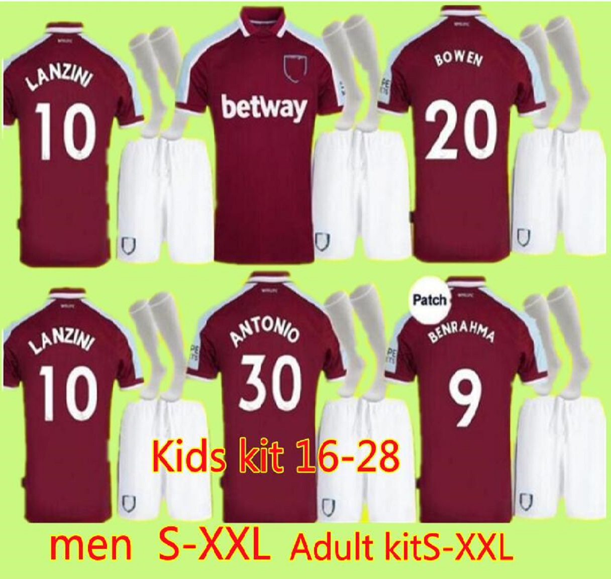 

20 21 WEST soccer jersey 2021 2022 LINGARD NOBLE HAM ANDERSON UNITED RICE football shirt men + kids kit, Adult kids kit