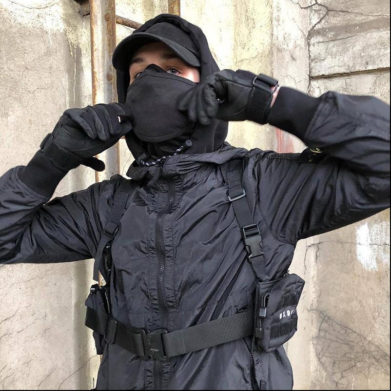 

Unisex Chest Rig Bag Tactical Streetwear Functional Tooling Hip Hop Vest Bags Two Pockets Men Fanny Pack Kanye West, Clear