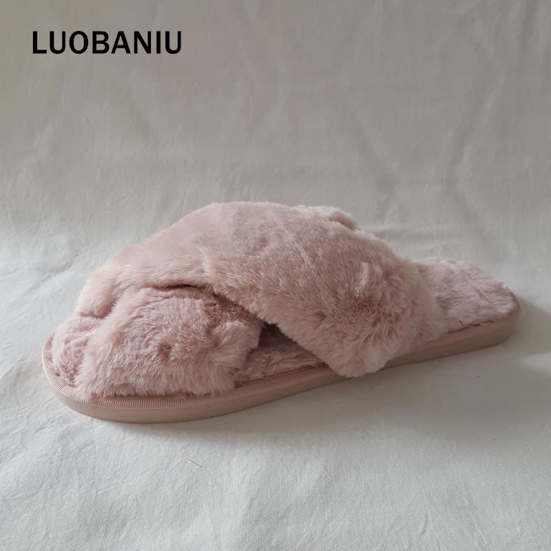 

Slippers 2021 Fur Shoes Women Flat Warm Personality Home And Woman Summer Sandals, Black