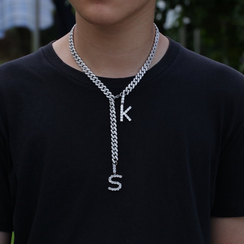

Hip Hop Bling Jewelry Men Necklace Iced Out Chains Custom Name Necklaces Gold Silver Cuban Link Chain