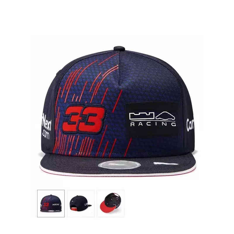 

OP6L 2021Men's Baseball Caps Flat Brim Hip Hop Cap Sun Hat Outdoor 3D Embroidery F1 Racing bulls Verstappen Car fan Casual Sport CapsR3, Blue;gray