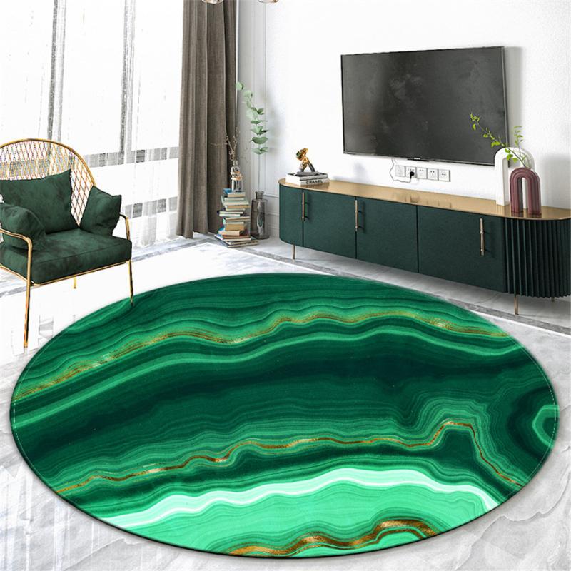 

Carpets Nordic Dark Green Marble Round Carpet For Living Room Modern Flannel Sponge Mat Bedroom Coffee Table Rug Home Decoration