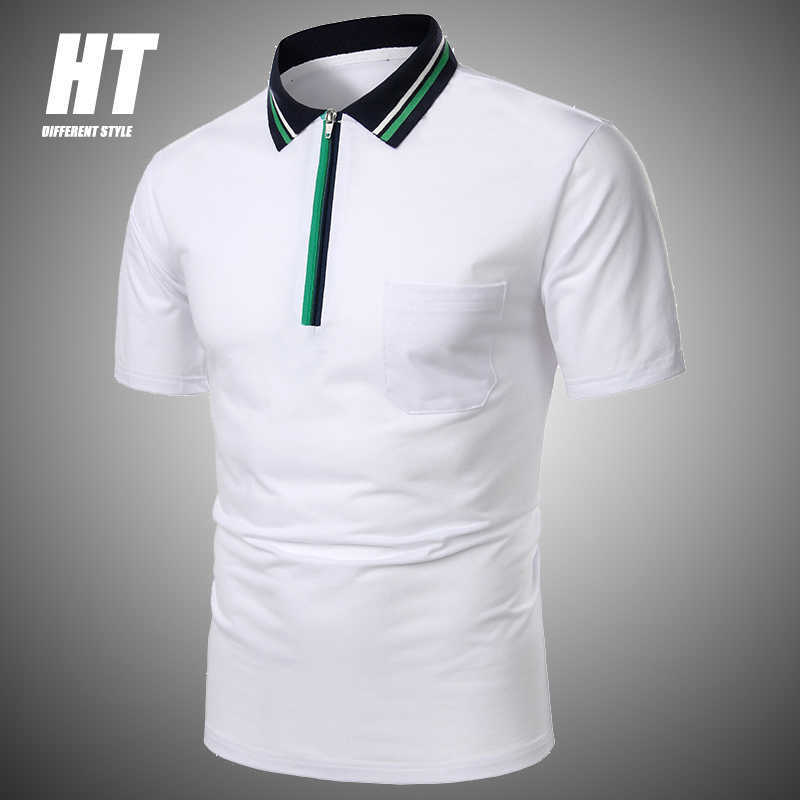 

Men Short Sleeve Polo Shirt Contrast Color Men's Polo Shirts Zipper Male Clothing Breathable Summer Casual Fashion Men Tops 210603, Cjw469blue