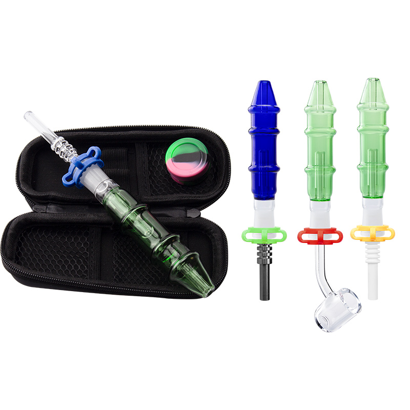 Glass168 CSYC NC012 Glass Pipes 14mm Ceramic Titanium Nail Dabber Tool Jar Bag Set Tower Style Smoking Pipe Bongs-image-416793251