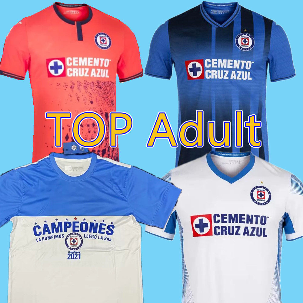 

21 22 Cruz Azul soccer jersey RIVERO ALVARADO 9 stars 2021 2022 home away third red 9th Star RODRIGUEZ ROMO football shirt Liga MX Men + Kid, 21-22 home