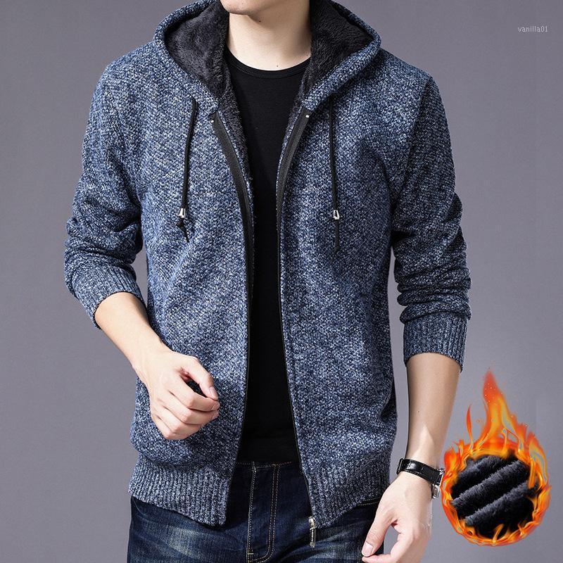 

Men's Jackets 2021 Sweater Coat Men Winter Fleece Sweate Knitwear Cardigan Plus Size Knitted Male Jumper Warm, Light grey