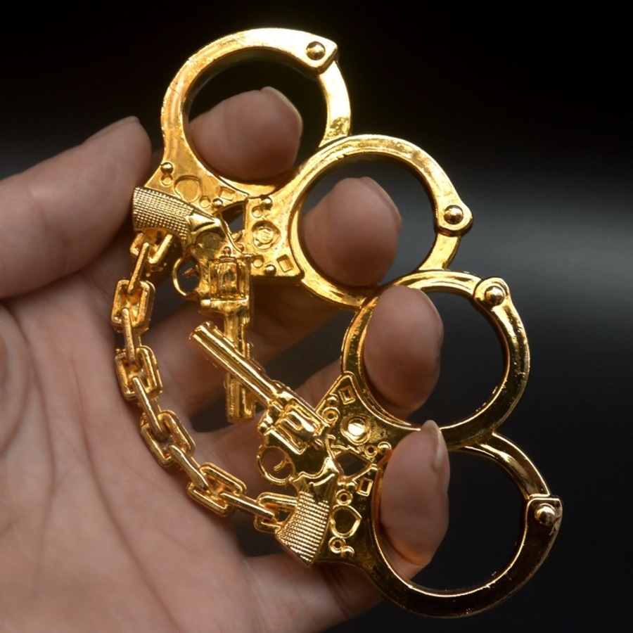 

Gun Martial Double Arts Boxing Self Defense Weapon Iron Four Tiger Finger Clasp Section Copper Ring Hand Brace GN99, Golden;silver