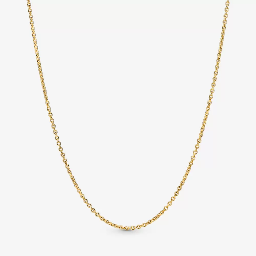 

100% 925 Sterling Silver Classic Cable Chain Necklace 8k Gold-plated unique metal blend Fit European Pendants and Charms Fine Wedding Jewelry Gift