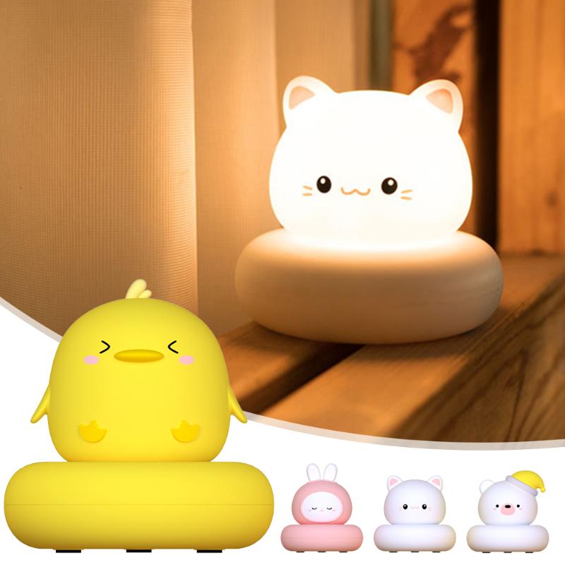 

Night Lights Bedroom Lamp Switch Touch Sensor LED Light Cute Animal Shape Rechargeable Children Room Decor Accessories