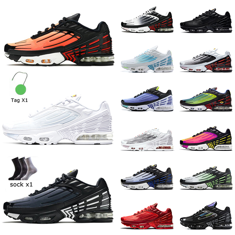 

Mens Tn 3 Plus Tuned III Running Shoes TN3 OG Black Tiger Deep Royal Trainers Noir Triple Black Wolf Grey White Laser Blue Hyper Violet Neon Sneakers Chaussures US 12, B41 leather triple black 39-45