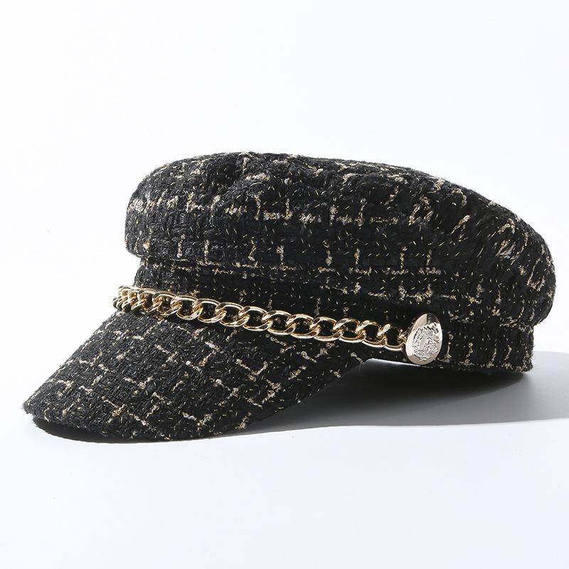 

Wide Brim Hats 2021 Autumn Acrylic Military Hat Sailor Cap For Women Flat Top Female Travel Cadet Captain Berets 02, White
