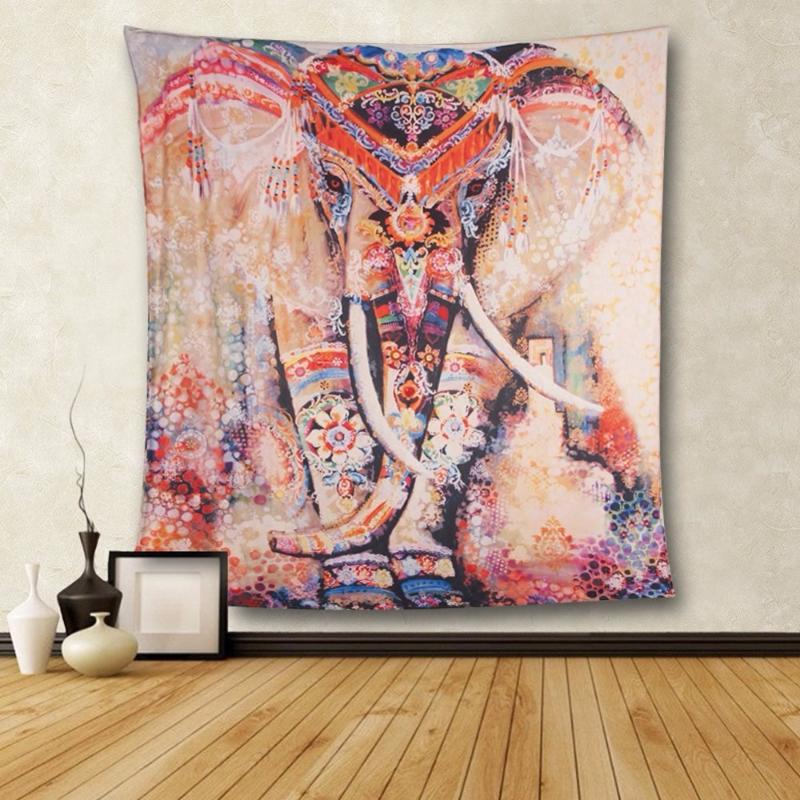 

Elephant Tapestry Colored Printed Decorative Mandala Boho Wall Carpet Yoga Mat Travel Mattress Table Cloth