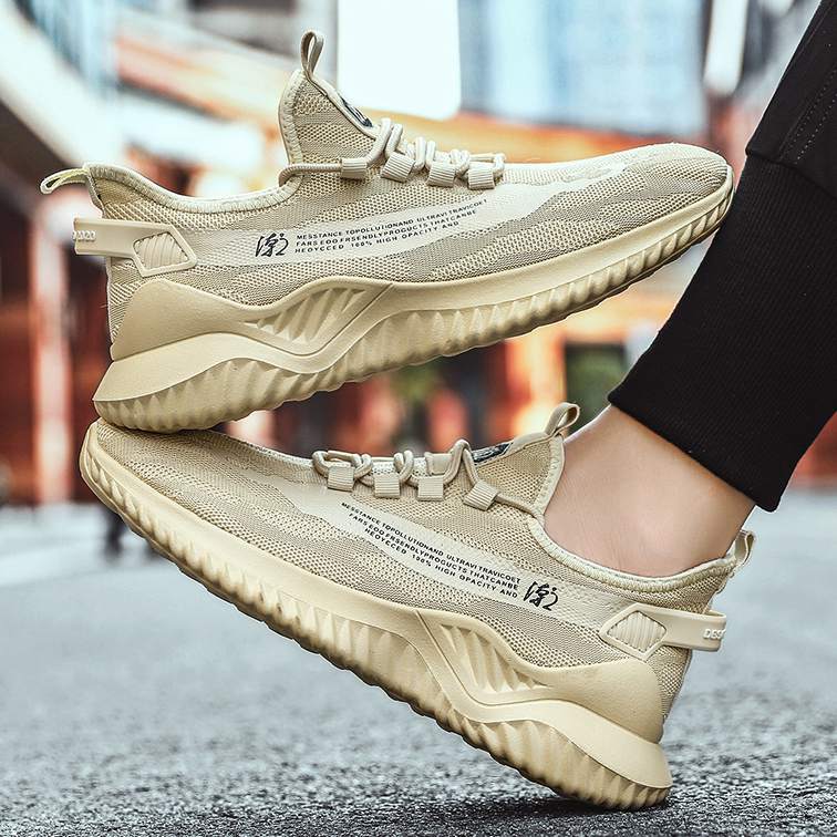 

Original Low-top men sports running shoes casual mesh flying white black beige men's breathable outdoor jogging walking, A1