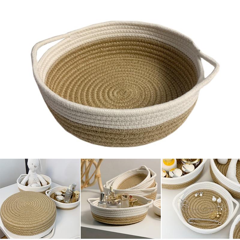 

Jewelry Pouches, Bags Woven Storage Basket Multifunctional Large Capacity Cosmetic Organizer For Bedroom Kitchen Living Room A66