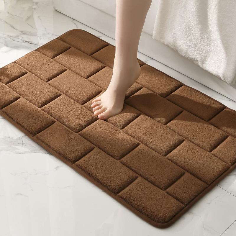 

Bath Mats Non Slip Bathtub Rug Memory Foam Quick-drying Doormat Brick Pattern Floor For Bedroom Bathroom Absorbent Washable Carpets