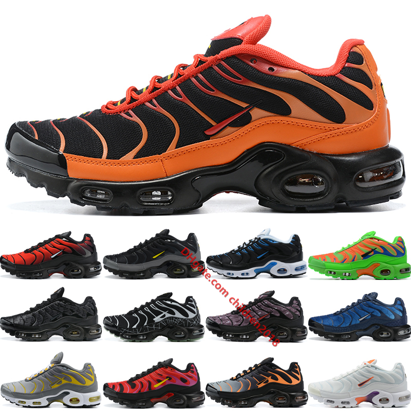 

Top Plus Mens Running Shoes TN Sneakers Volcano University Red Mean Green Fire Pink Laser Orange Outdoor Trainers Size 7-12, Black