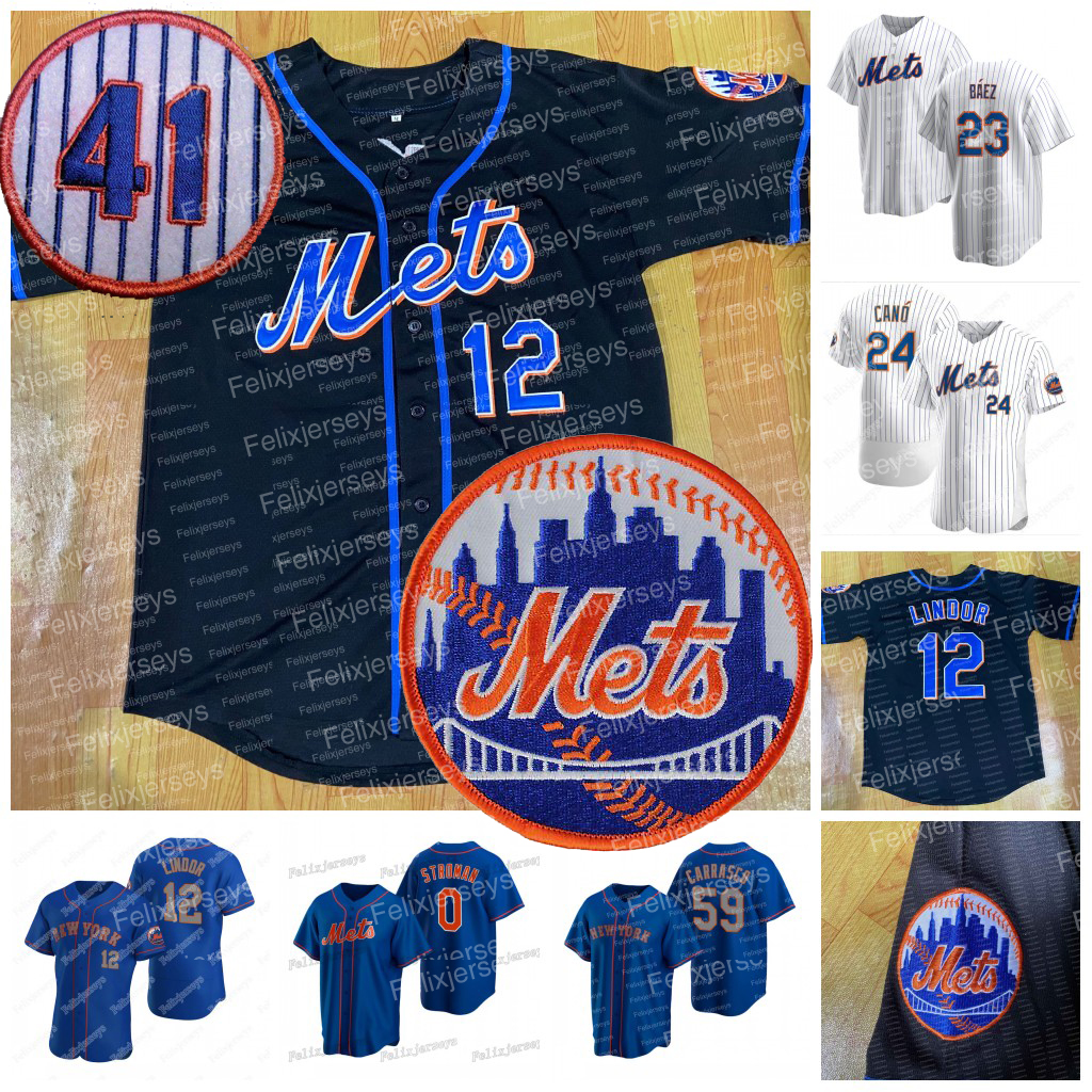 

23 Javier Baez 20 Pete Alonso Mets 2021 Black Jersey Jacob deGrom Dominic Smith Francisco Lindor Marcus Stroman Nimmo Taijuan Walker Jeff McNeil Edwin Diaz Cano, Black womens s-xxl