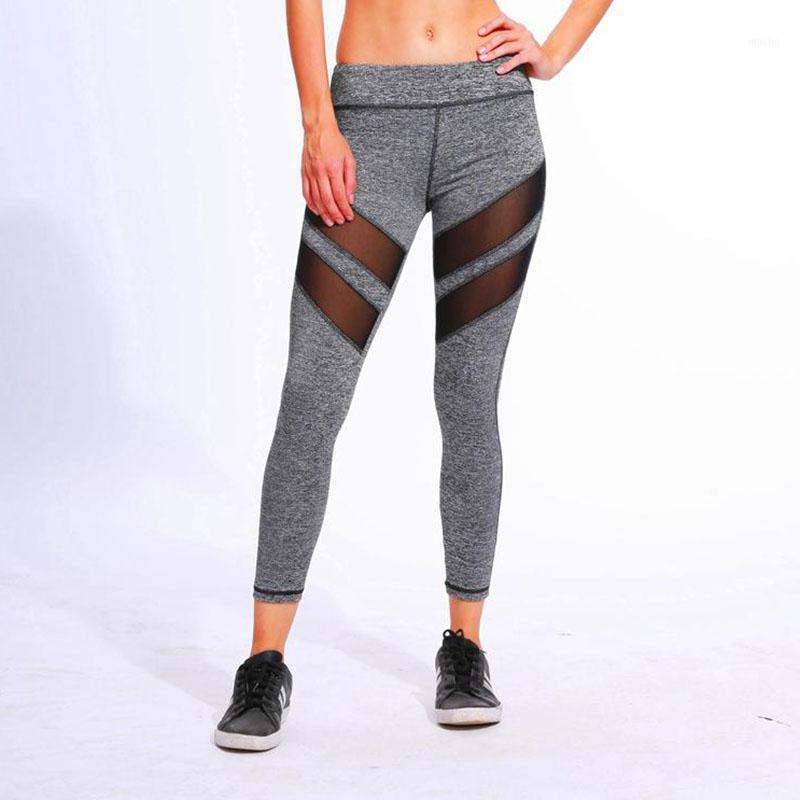 

Yoga Outfit Net Yarn Sport Leggings Women Breathable High Waist Pants Gym Fitness Push Up Tights Workout Running, Pants gray