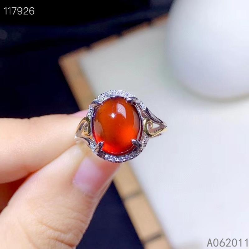 

Fine Jewelry Natural Garnet 925 Sterling Silver Trendy Gemstone Women Adjustable Ring Support Test With Box Cluster Rings