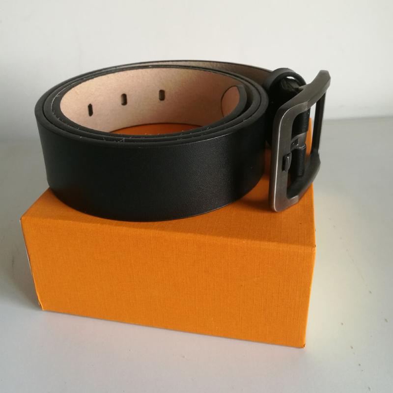 

Designer Belts Men High Quality Cool Mens Belt Luxury leather Smooth buckle Belts For men's trousers with box, Orange box