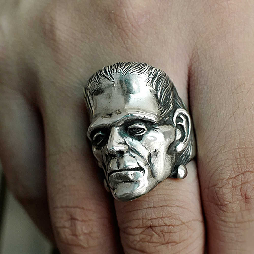 

Science Fiction Victor Frankenstein Rings Punk Horror Scientist Stainless Steel Skull Ring Men's Biker Jewelry
