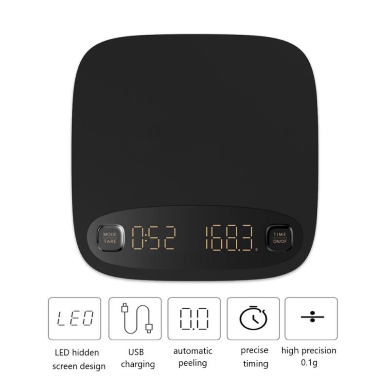 

LED Digital Coffee Scale With Timer For Espresso Pour Over Hand Drip Brew Coffee Smart Electronic Timing Barista Tools Cocina