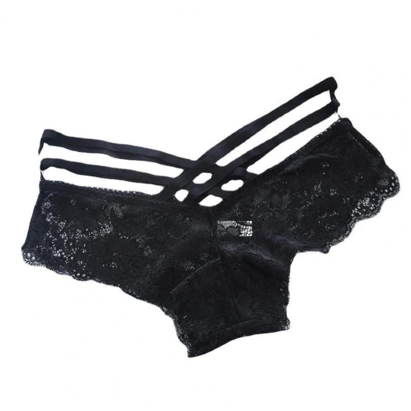

Women's Panties Women Sexy Lace Temptation Low-waist Criss-cross Bandage Hollow Out Briefs Stretchy Underpants Thong, Black;pink