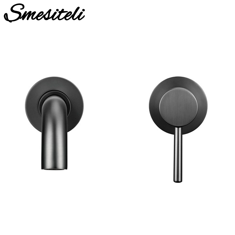 

Wall Mounted Gunmetal Basin Faucet Single Handle Mixer Tap Hot Cold Bathroom Water Wholesale Bath Black White Rose Gold Faucet