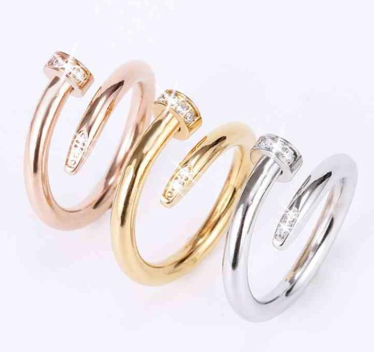 

Titanium Steel Single Nail Rings Hip Hop Couple Ring Size5-10 Birthday Party Valentine's Gift Wedding Jewelry