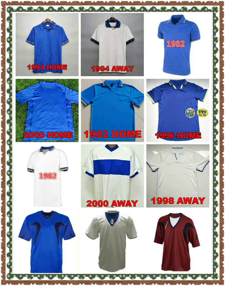

1982 2000 2002 2006 1990 1999 Retro Pirlo Materazzi SOCCER JERSEY Schillaci 1986 1994 Maldini Baggio Donadoni Totti Del Piero football shirt, Brown