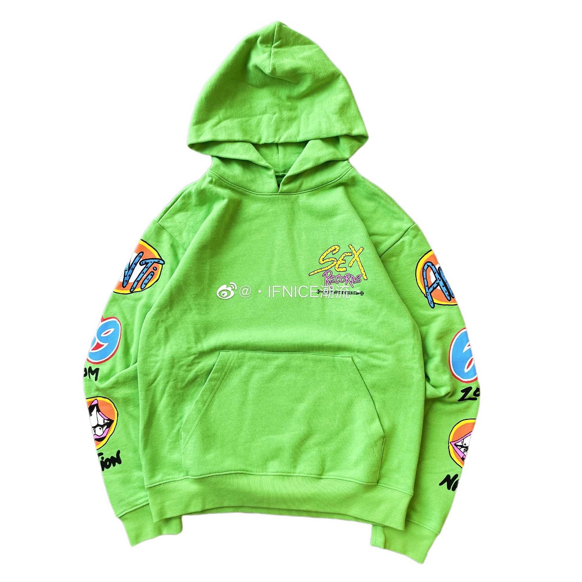 

heart trendy chrome crocin records green graffiti hoodie, Black