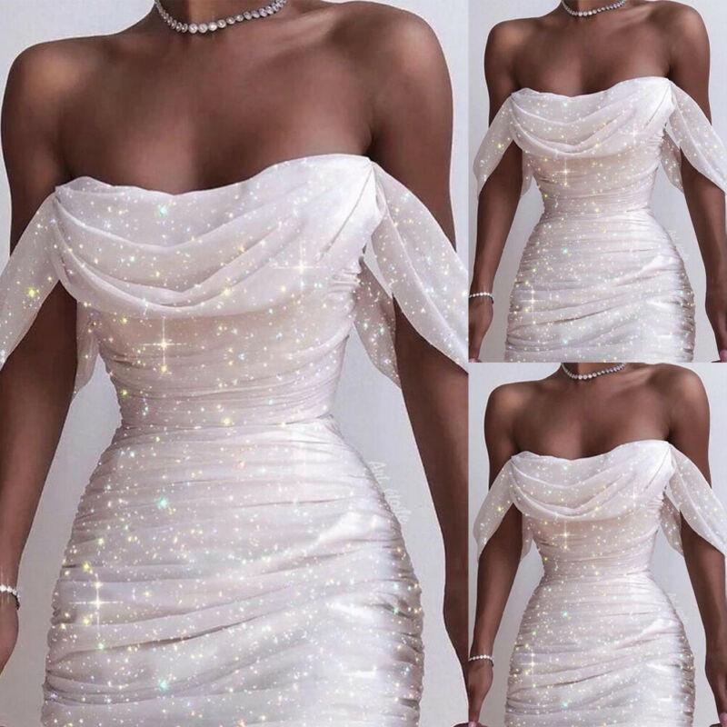 

womens dresses off shoulder pleated empire white bodycon dress women strapless backless shinny elegant party clothes, Black;gray