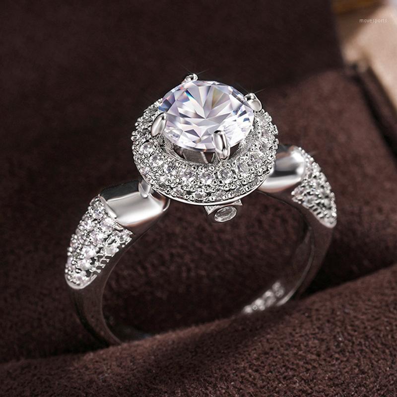 

Wedding Rings Huitan Gorgeous Women Engagement Party Silver Color Cubic Zirconia Top Quality Fine Gift Statement Jewelry1