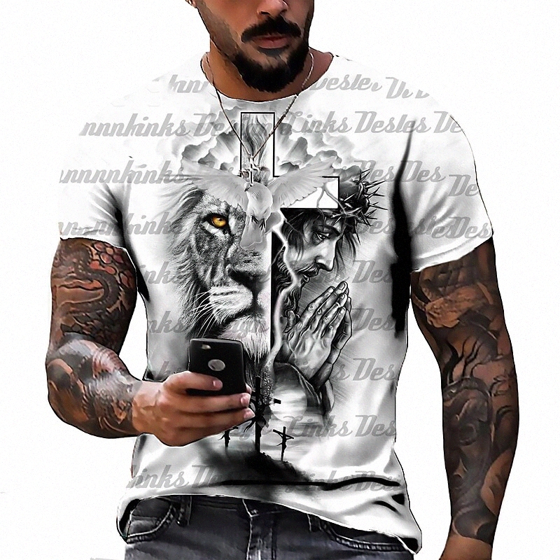 Tee-shirt unisexe Homme T-shirt T-shirt 3D Imprimé graphique Imprimés Lion Col Vacances quotidiennes Imprimé à manches courtes Hautes Casual Desi