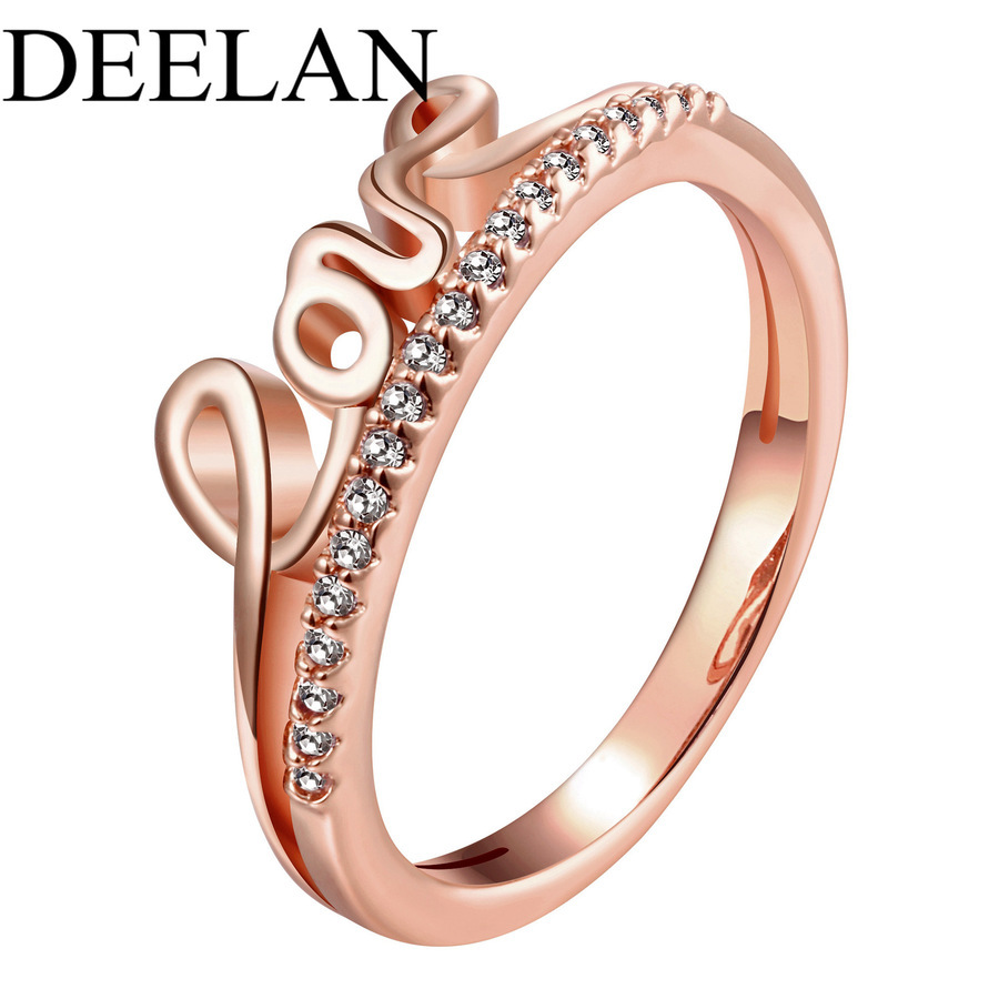 

Fashion Women's Set Zircon Love Letter Ring Hand Jewelry D1BS, Silver