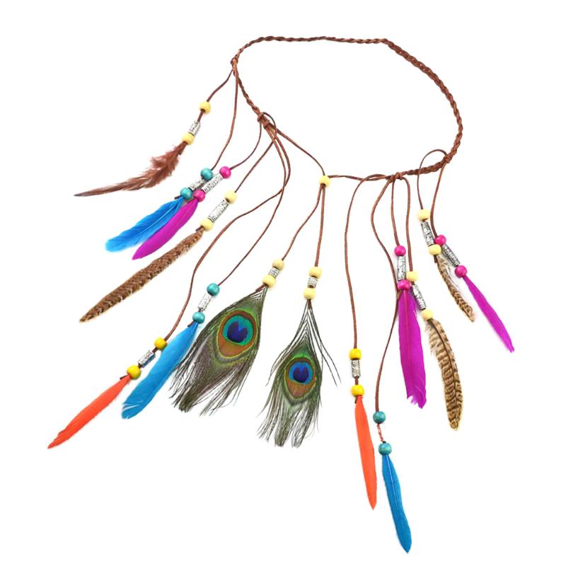 

Hair Clips & Barrettes Bohemia Leaf Feather Beaded Headband Headdress Colorful Tribal Bands Hippie Costume Decor. Headwear, Golden;silver