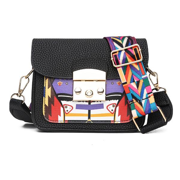 

Pu Leather Women Shoulder Bag Colorful Wide Strap Crossbody Bags Fashion All-Match elegant Ladies Flap