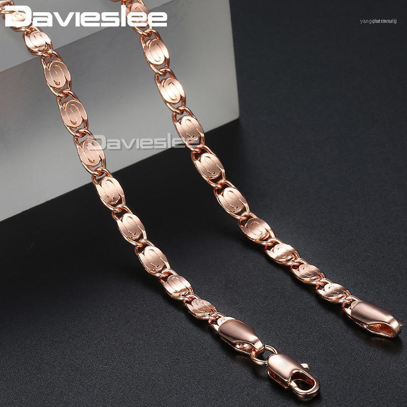 

Davieslee 4mm Women's Necklace For Women Rose Gold Filled Chain Men Party Jewelry DLGN2831