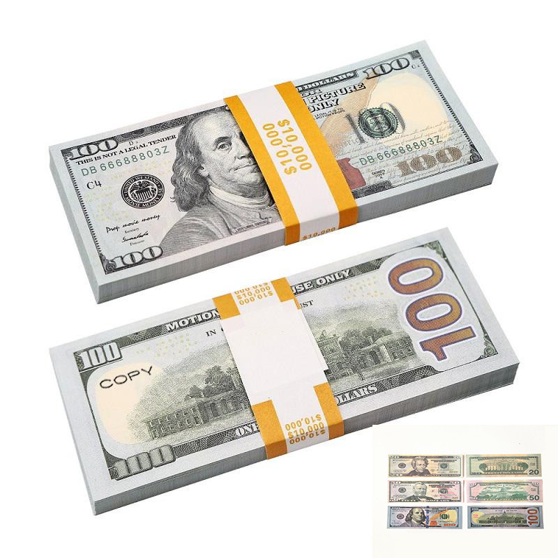 

Movie Prop Banknote USA 20 50 100 Dollar And Euro Paper Printed Money Toys For Kids Christmas Gifts Video Film