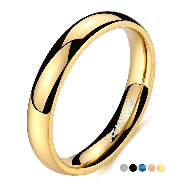 Wedding Rings Eamti 4mm Polished Gold Ring For Men Women Black Blue Silver Color Band Titanium Unisex Size15-image-711478208