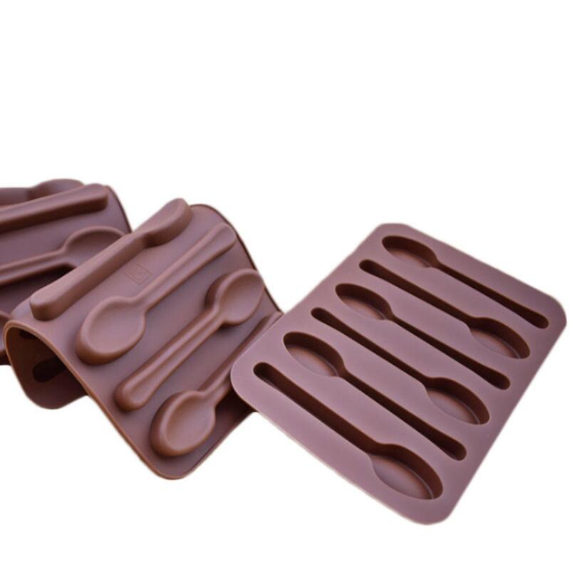 

Non-stick Silicone DIY Cake Decoration Molds 6 Holes Spoon Shape Chocolate Molds Jelly Ice Baking Mould 3D Candy Mold DFF4053