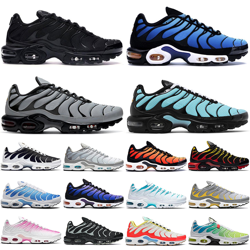 

2021 tn plus men women running shoes trainers triple black white Hyper Blue Pimento Oreo Aqua Silver Particle Grey mens Outdoor sports sneakers, Pink fade