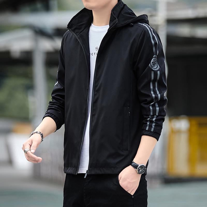 

Men's Jackets 2021 Spring And Autumn Jacket Casual Clothing Trend Korean Handsome Summer Versatile Thin Boys Young Students, Black2186