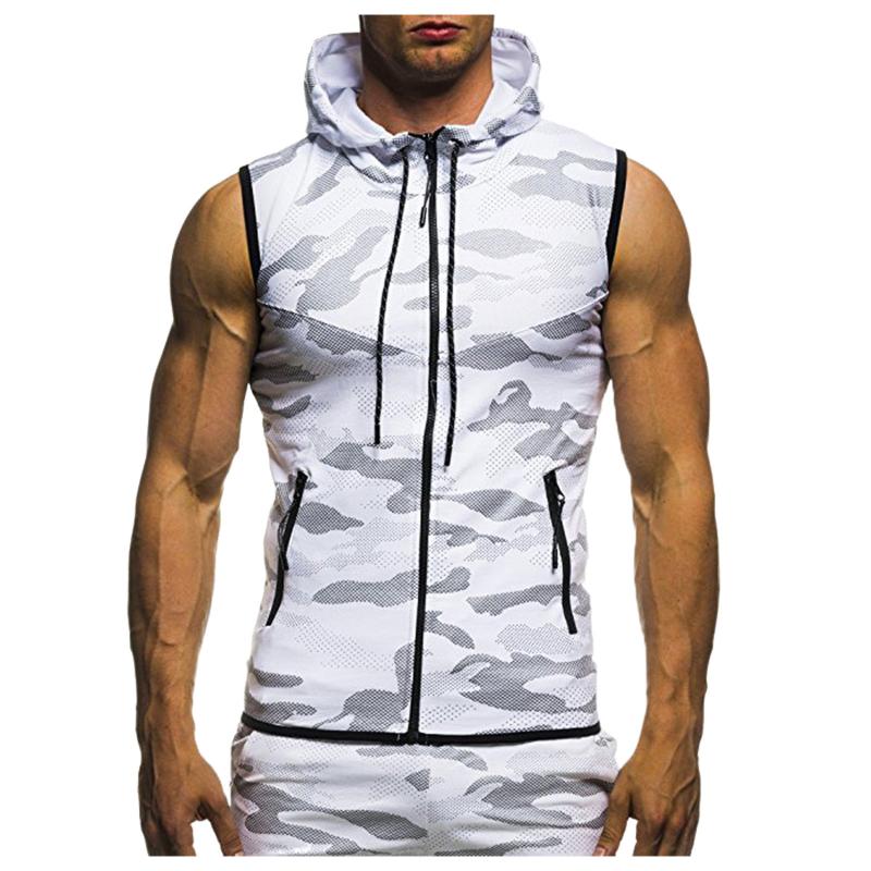 

Men' Tank Tops 2021 Summer Sleeveless Hooded Zipper Vest Jacket Top Casual T-shirt Loose Oversize Muscle Streetwear Clothing Tshirt, White;black