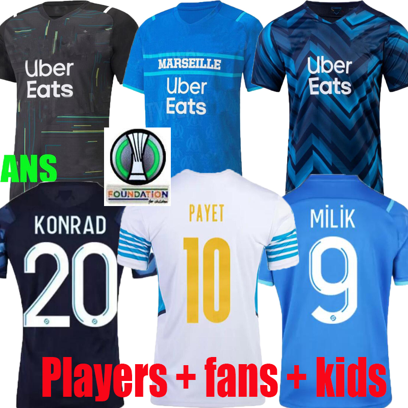 

21 22 Marseille soccer jerseys Olympique De 2021 2022 OM MILIK maillot foot CUISANCE THAUVIN BENEDETTO KAMARA PAYET football shirts men+ LUIS HENRIQUE ALVARO, Player