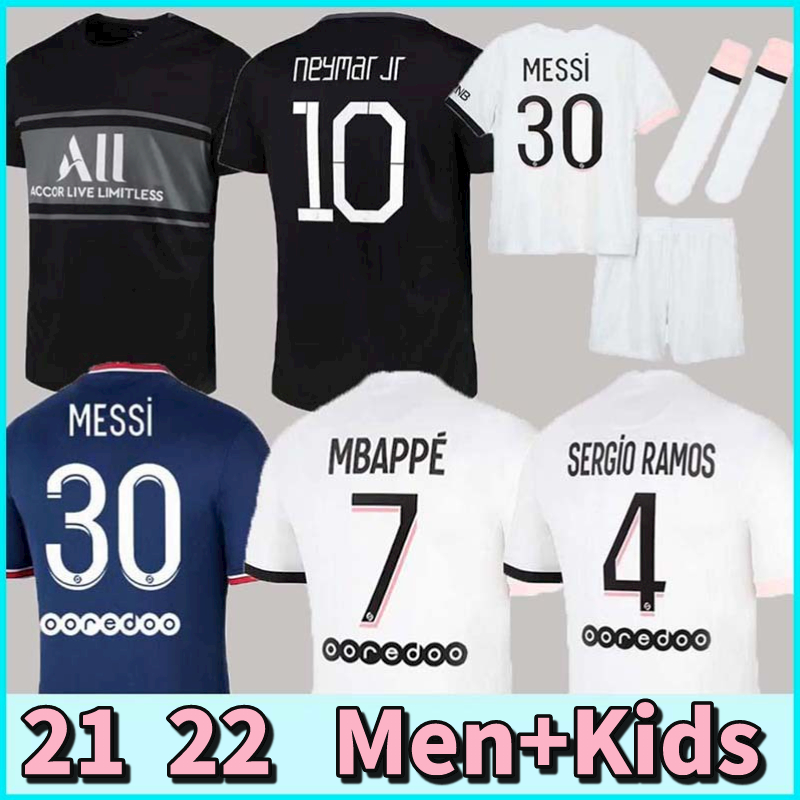 

MESSI MBAPPE Jersey HAKIMI SERGIO RAMOS 21 22 NEYMAR DI MARIA men children 3RD PSG soccer jerseys VERRATTI MARQUINHOS ICARDI football shirt kids kit uniforms 2021, Away kids