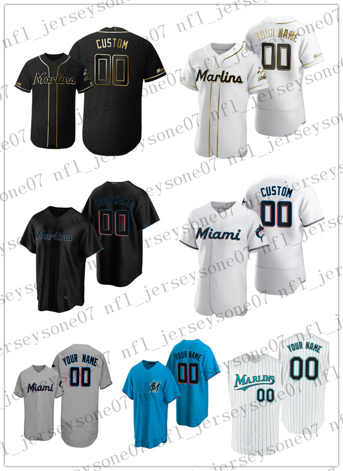 

Custom Miami men women youth Marlins white Black gray blue orange Authentic 2020 Home Jersey